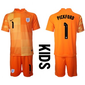 England Jordan Pickford #1 Målvakt Bortaställ Barn VM 2022 Kortärmad (+ Korta byxor)
